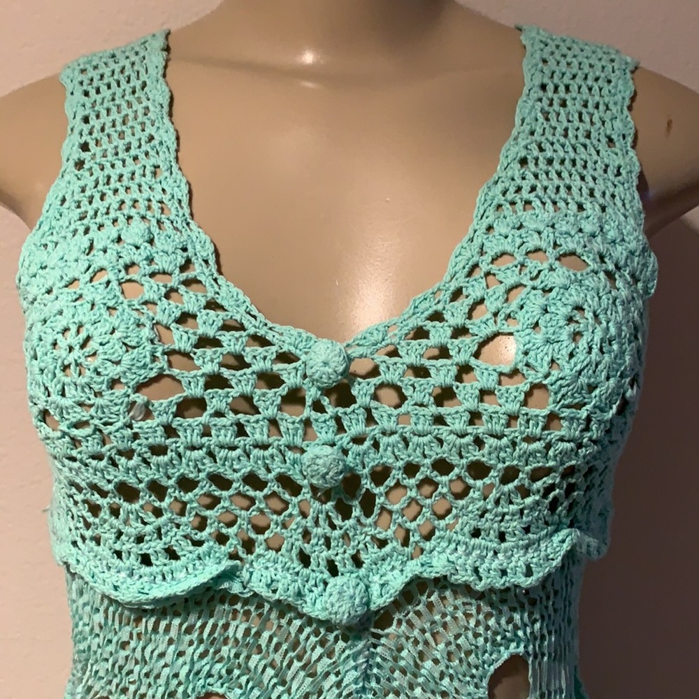 NWOT💗Teal crochet top - Picture 3 of 11